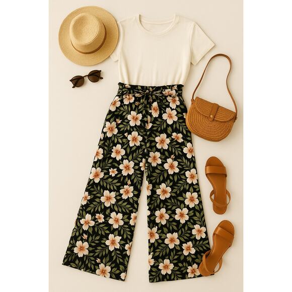 Vacationcore Retro Tropical Floral Wide-Leg Pants Volcom Women’s Small - Picture 6 of 6